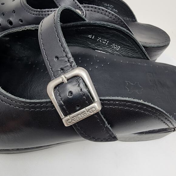 Dansko Merrie Mary Jane Mule Clogs Women EU41/US10.5-11 Black Leather Comfort - Picture 7 of 15
